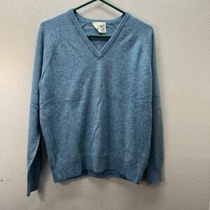The Edinburgh Woollen Mill Knit V Neck Wool Sweater Blue Womens 40 Inch VTG 90s